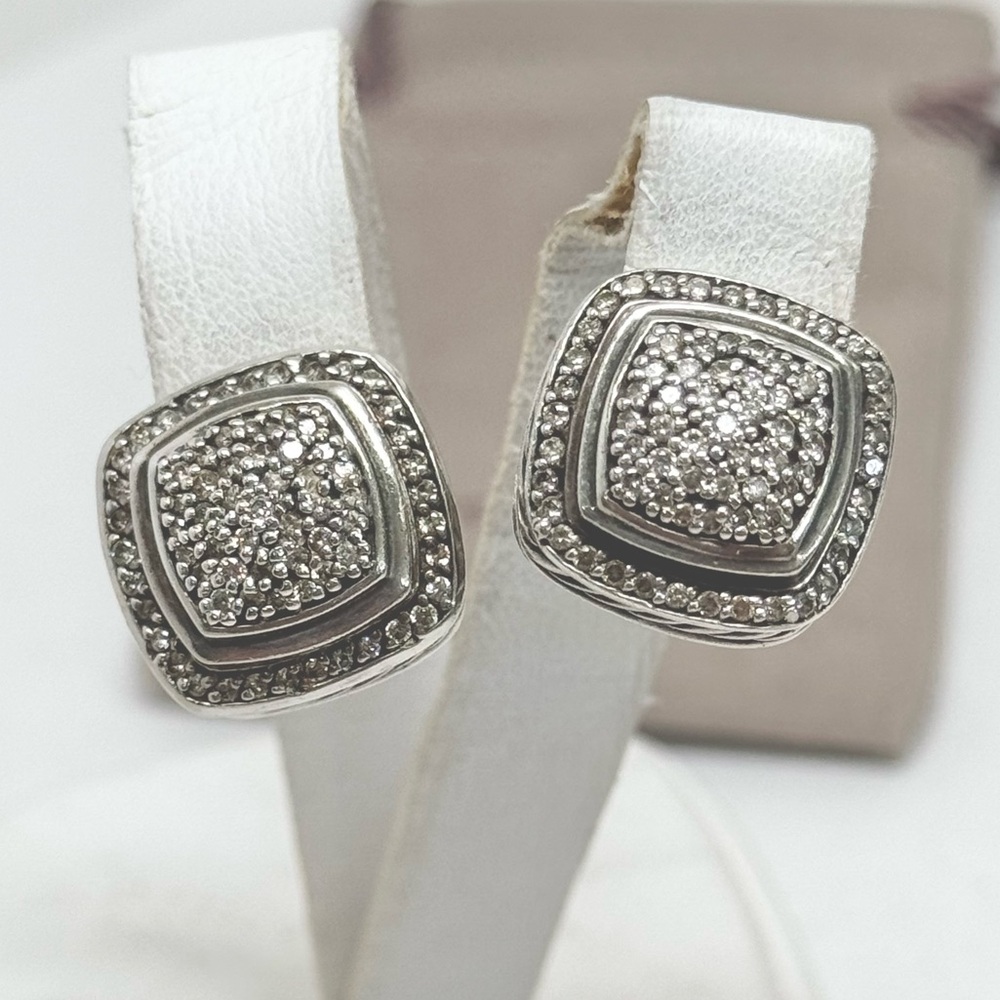 David Yurman Pave Diamond Albion Earrings .925 /18K